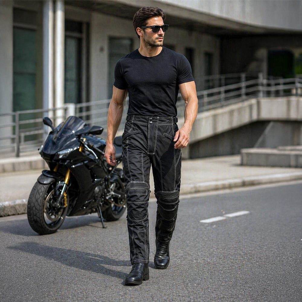 Milwaukee Leather MPM5729 Men's Black Tri-Tex Fabric Motorcycle Rider Pants w/ CE Armor Protection