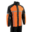 Milwaukee Leather MPM9510 Men's Black and Orange Motorcycle Water Resistant Rain Suit w/ Hi-Vis Reflective Tape