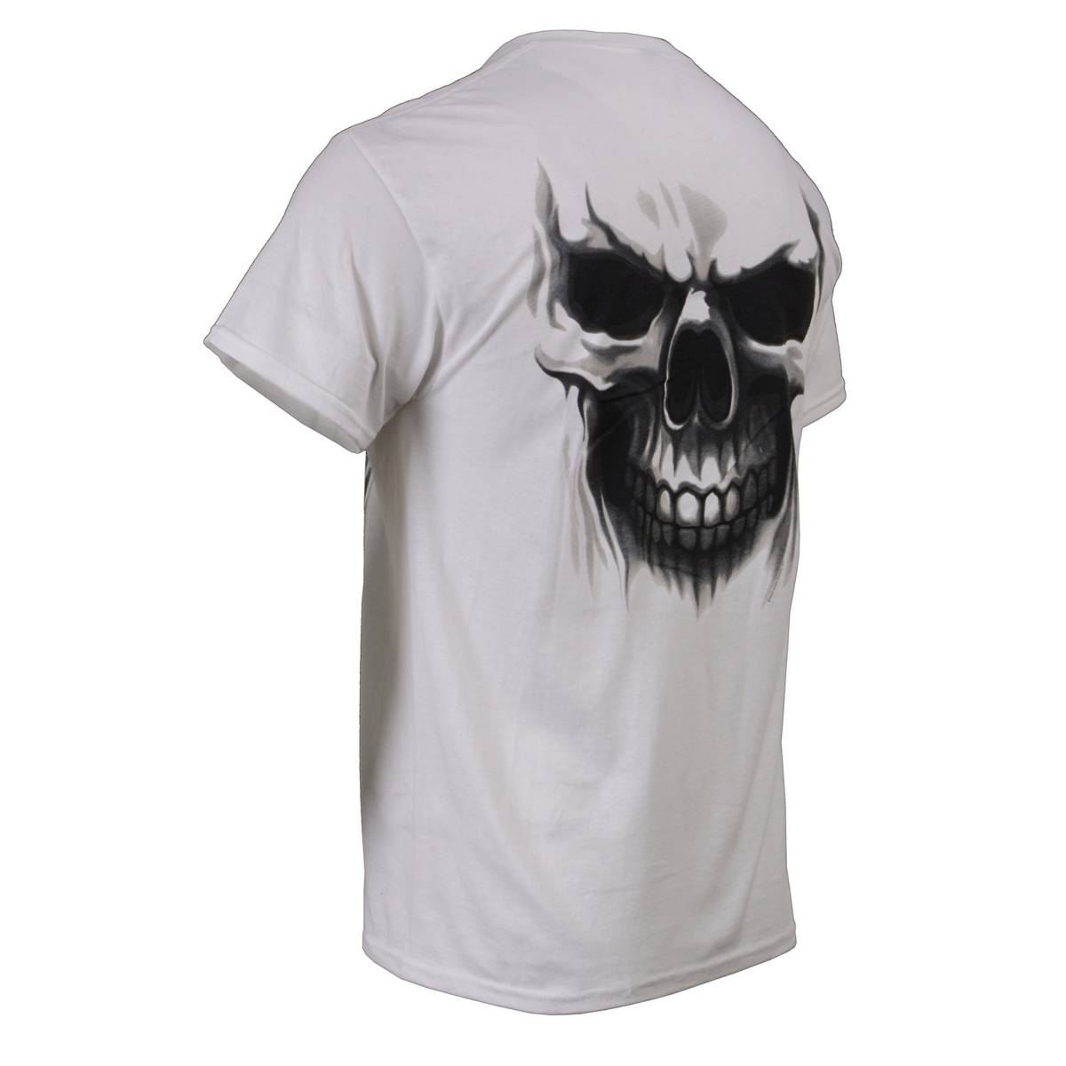 Milwaukee Leather MPMH116001 Men's 'Ghost' Skull Double Sided White Printed T-Shirt - 2X-Large