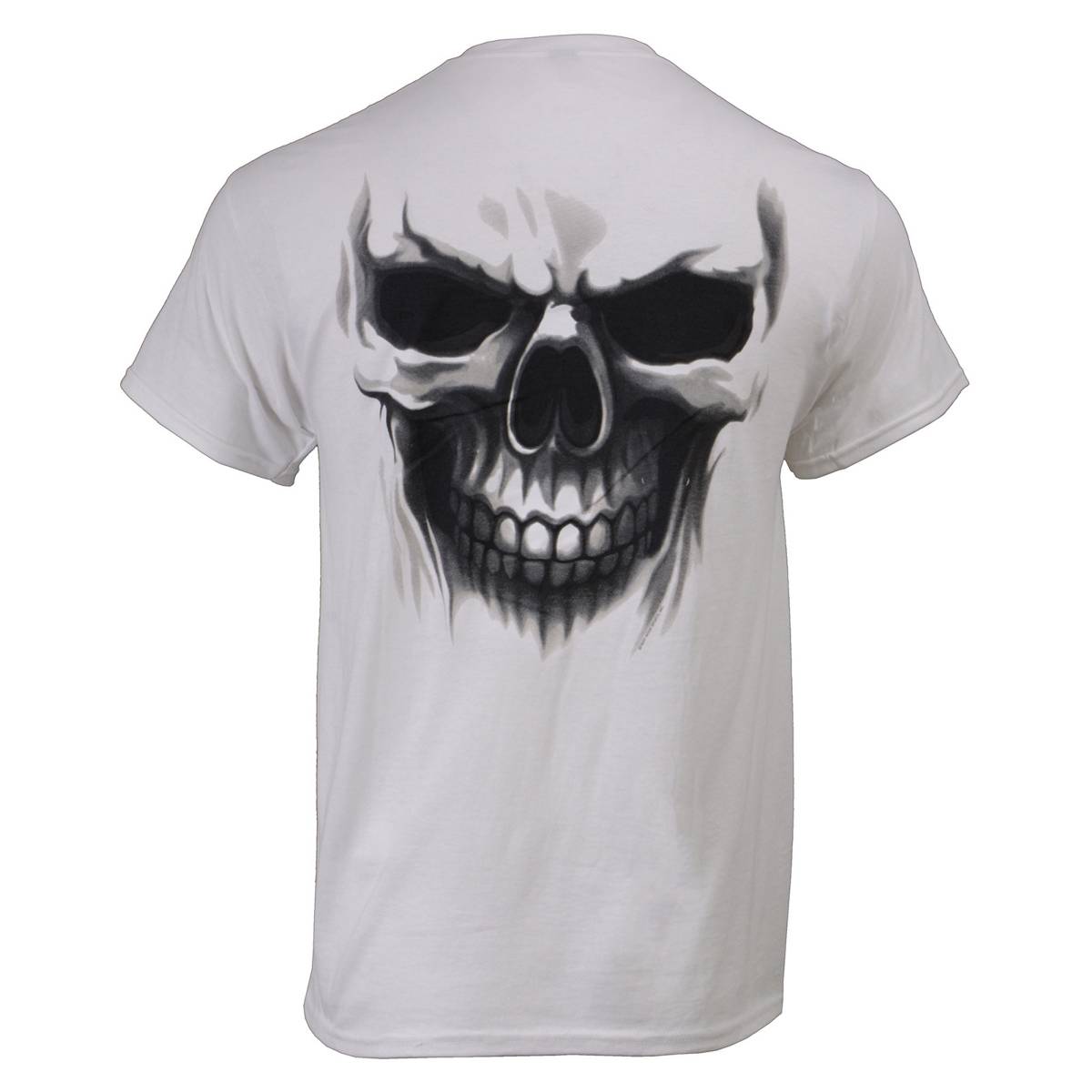 Milwaukee Leather MPMH116001 Men's 'Ghost' Skull Double Sided White Printed T-Shirt - 3X-Large