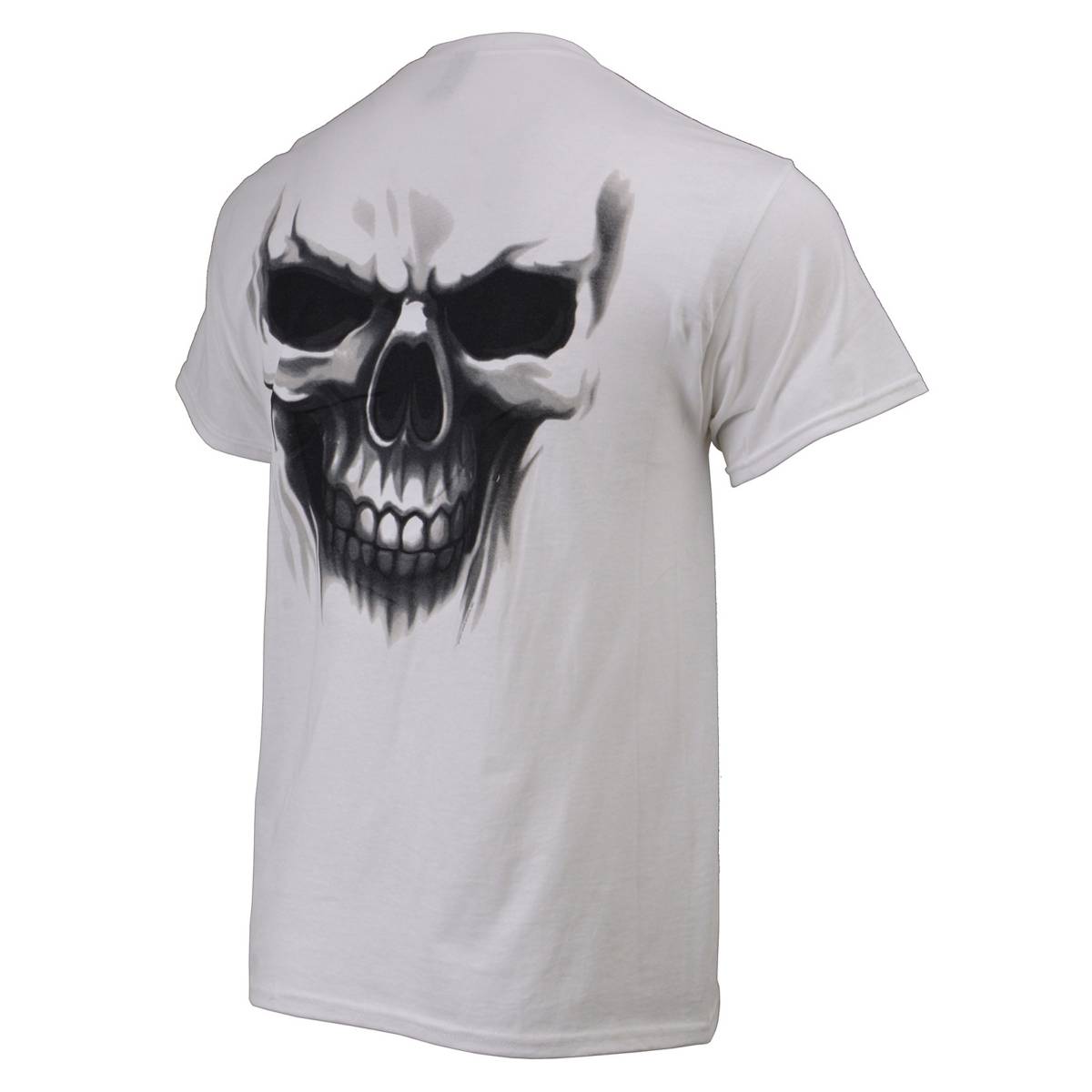 Milwaukee Leather MPMH116001 Men's 'Ghost' Skull Double Sided White Printed T-Shirt - X-Large