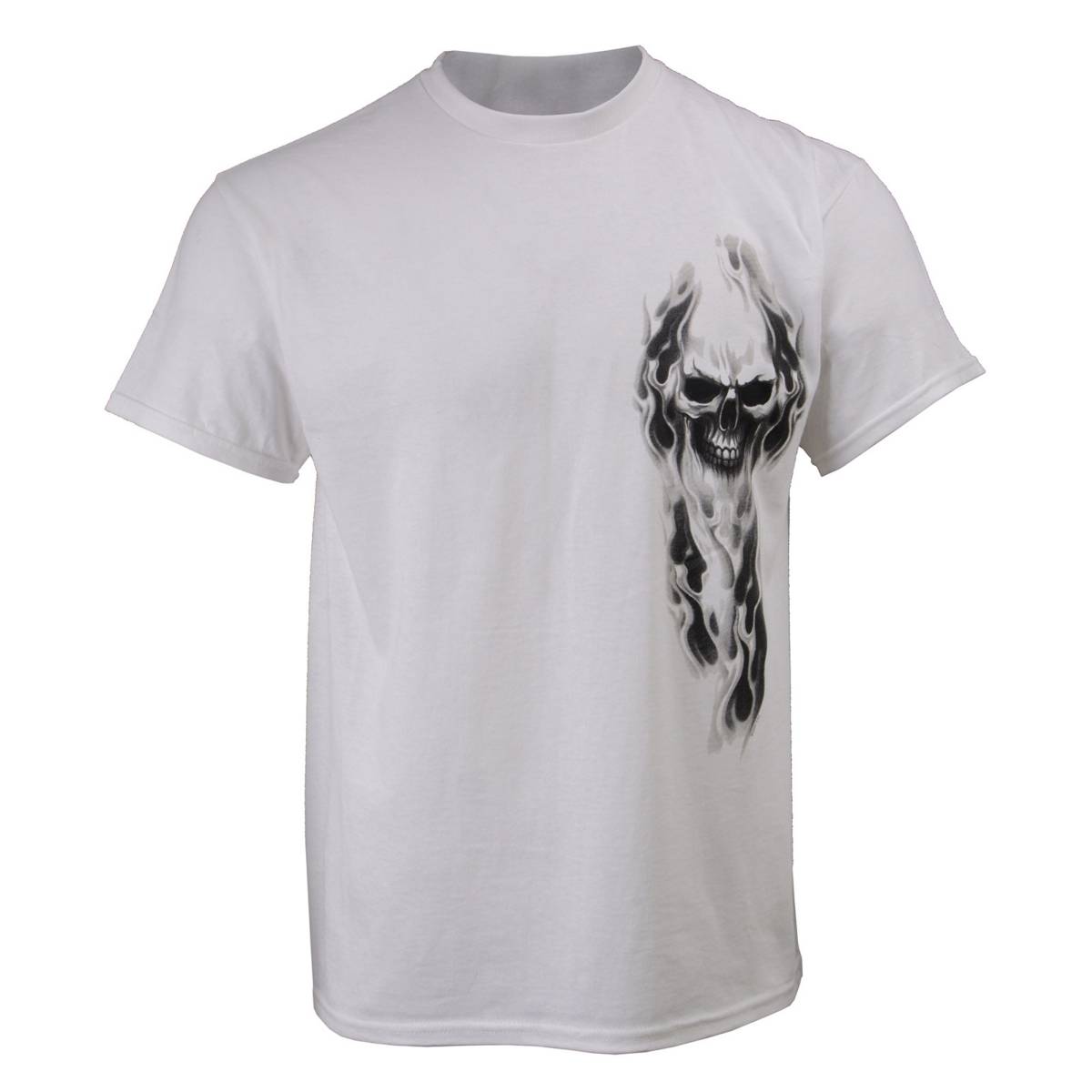 Milwaukee Leather MPMH116001 Men's 'Ghost' Skull Double Sided White Printed T-Shirt - X-Large