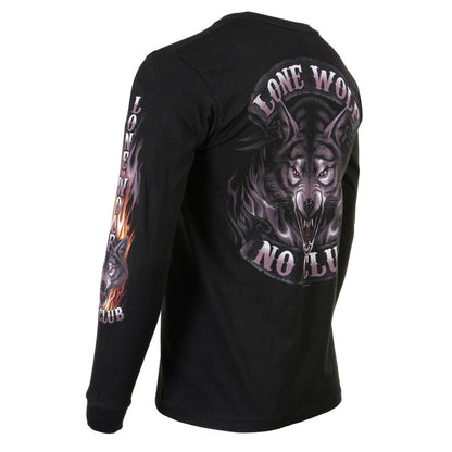 Milwaukee Leather MPMH117001 Men's 'Lone Wolf No Club' Biker Long Sleeve T-Shirt - 2X-Large