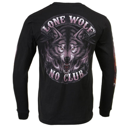 Milwaukee Leather MPMH117001 Men's 'Lone Wolf No Club' Biker Long Sleeve T-Shirt - 3X-Large