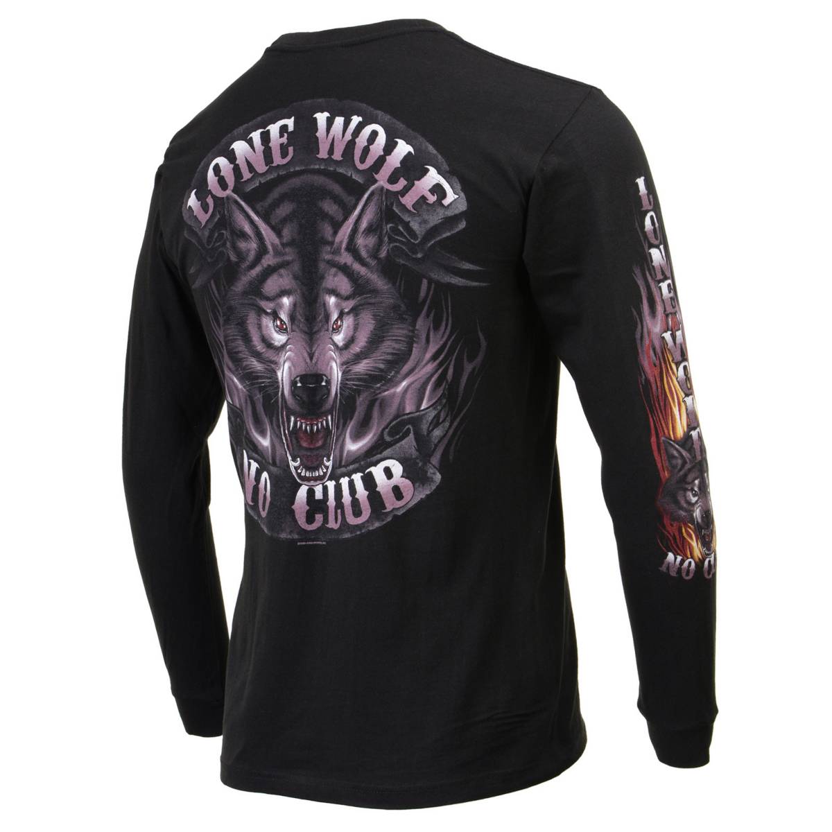 Milwaukee Leather MPMH117001 Men's 'Lone Wolf No Club' Biker Long Sleeve T-Shirt - Medium