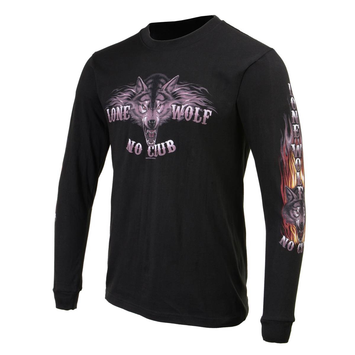 Milwaukee Leather MPMH117001 Men's 'Lone Wolf No Club' Biker Long Sleeve T-Shirt - Large