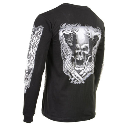 Milwaukee Leather MPMH117002 Mens 'Assassin' Double Sided Black Long Sleeve T-Shirt - 2X-Large