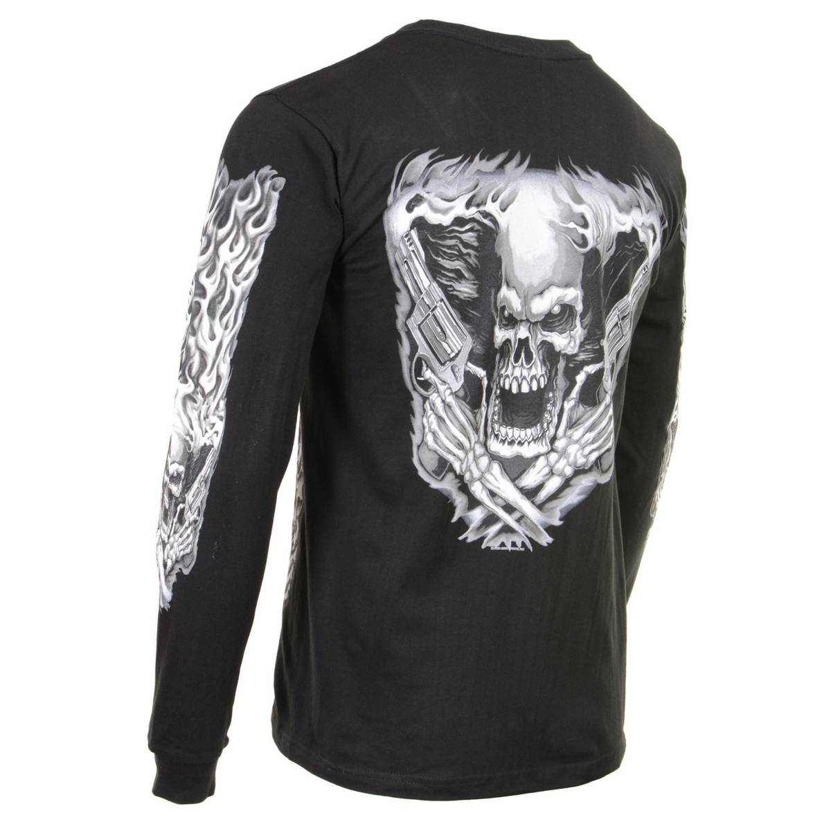 Milwaukee Leather MPMH117002 Mens 'Assassin' Double Sided Black Long Sleeve T-Shirt - Large