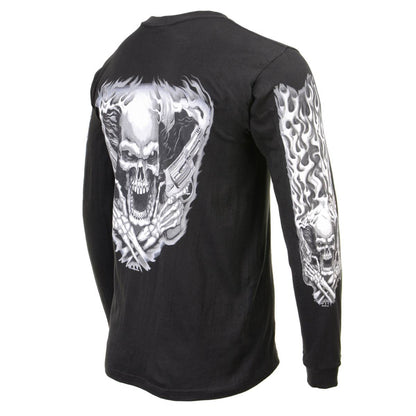 Milwaukee Leather MPMH117002 Mens 'Assassin' Double Sided Black Long Sleeve T-Shirt - Medium