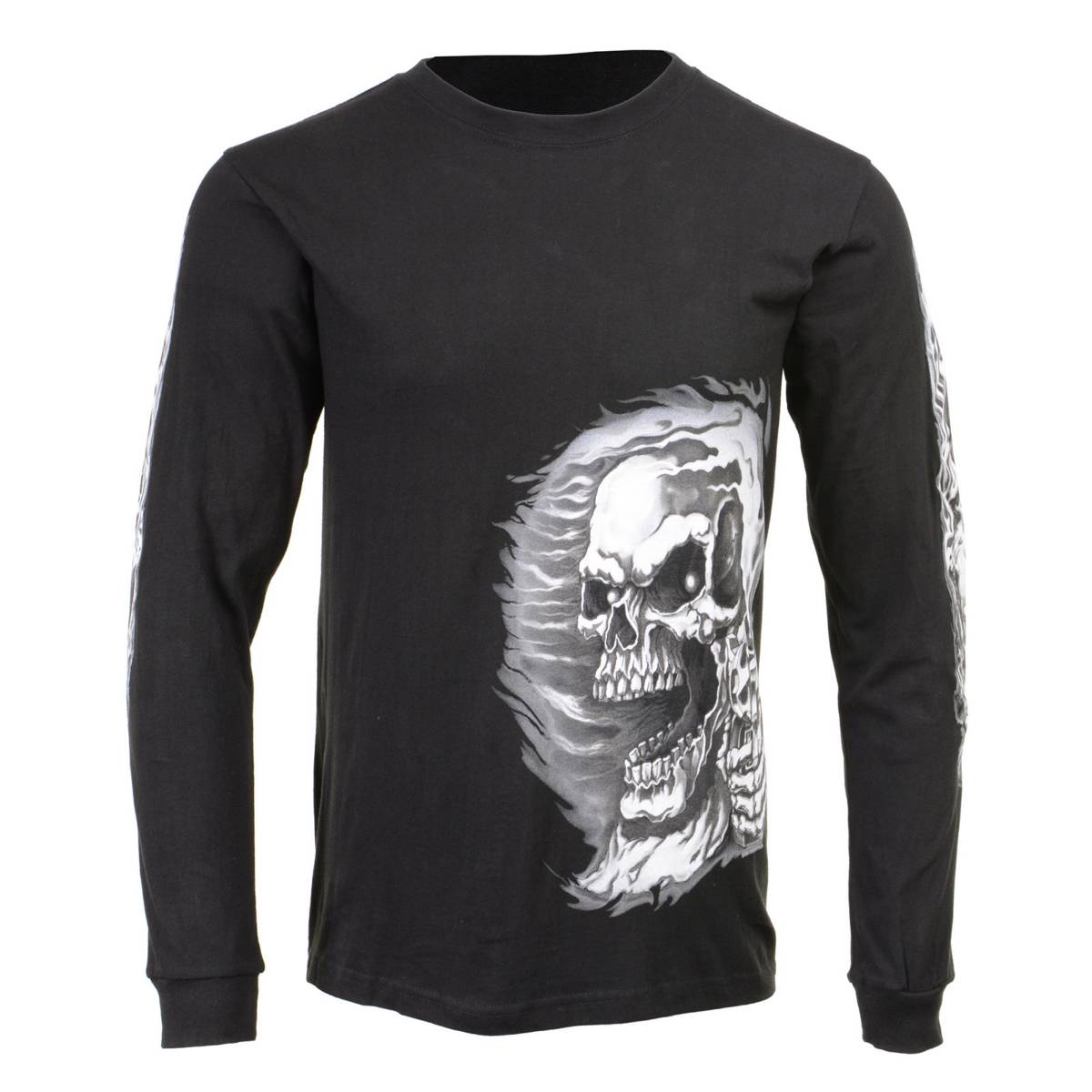 Milwaukee Leather MPMH117002 Mens 'Assassin' Double Sided Black Long Sleeve T-Shirt - X-Large