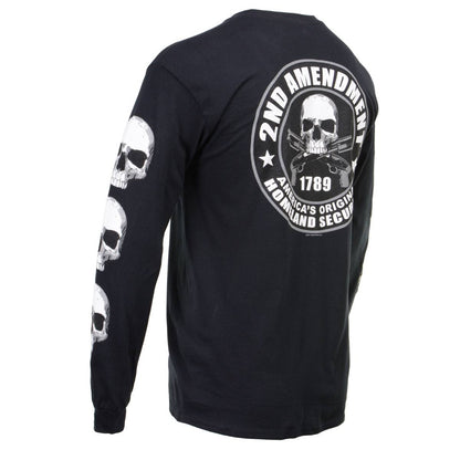 Milwaukee Leather MPMH117003 Men's '2nd Amendment America's Original Homeland Security' Long Sleeve Black T-Shirt - Medium