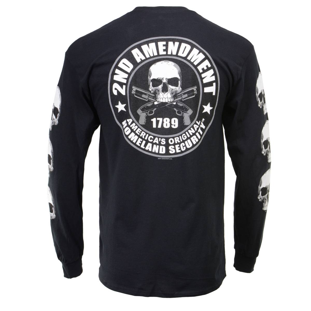 Milwaukee Leather MPMH117003 Men's '2nd Amendment America's Original Homeland Security' Long Sleeve Black T-Shirt - Medium