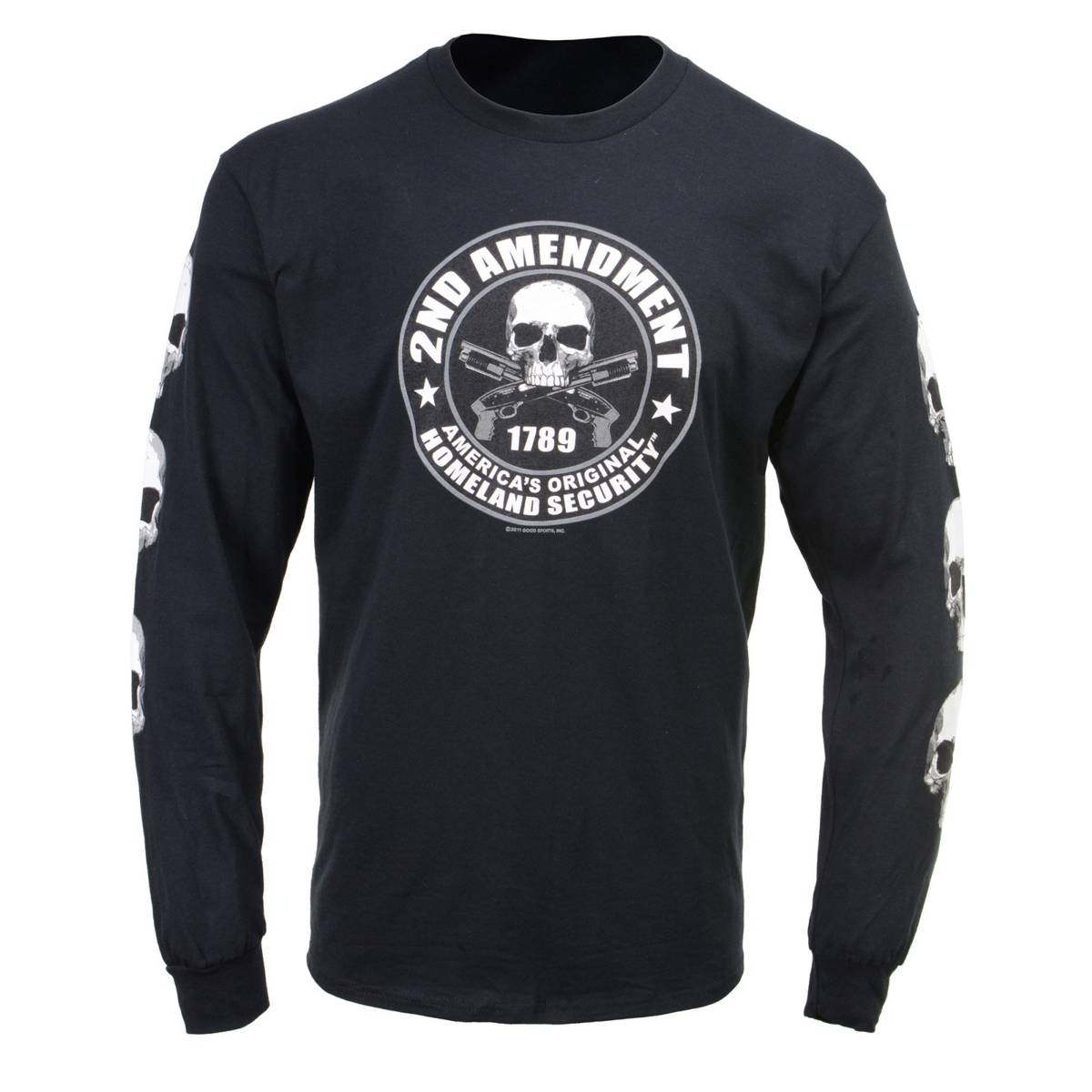 Milwaukee Leather MPMH117003 Men's '2nd Amendment America's Original Homeland Security' Long Sleeve Black T-Shirt - 3X-Large