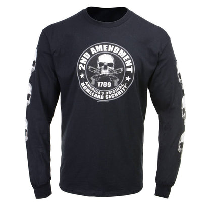 Milwaukee Leather MPMH117003 Men's '2nd Amendment America's Original Homeland Security' Long Sleeve Black T-Shirt - Medium