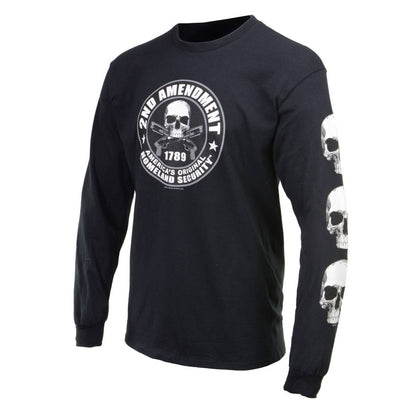 Milwaukee Leather MPMH117003 Men's '2nd Amendment America's Original Homeland Security' Long Sleeve Black T-Shirt - X-Large