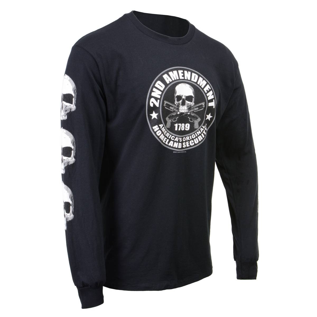 Milwaukee Leather MPMH117003 Men's '2nd Amendment America's Original Homeland Security' Long Sleeve Black T-Shirt - Large