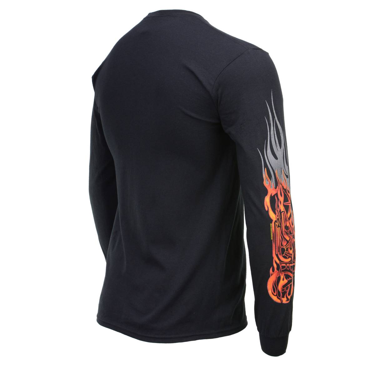 Milwaukee Leather MPMH117007 Men’s ‘Fire Bobber’ Long Sleeve Black T-Shirt - 2X-Large