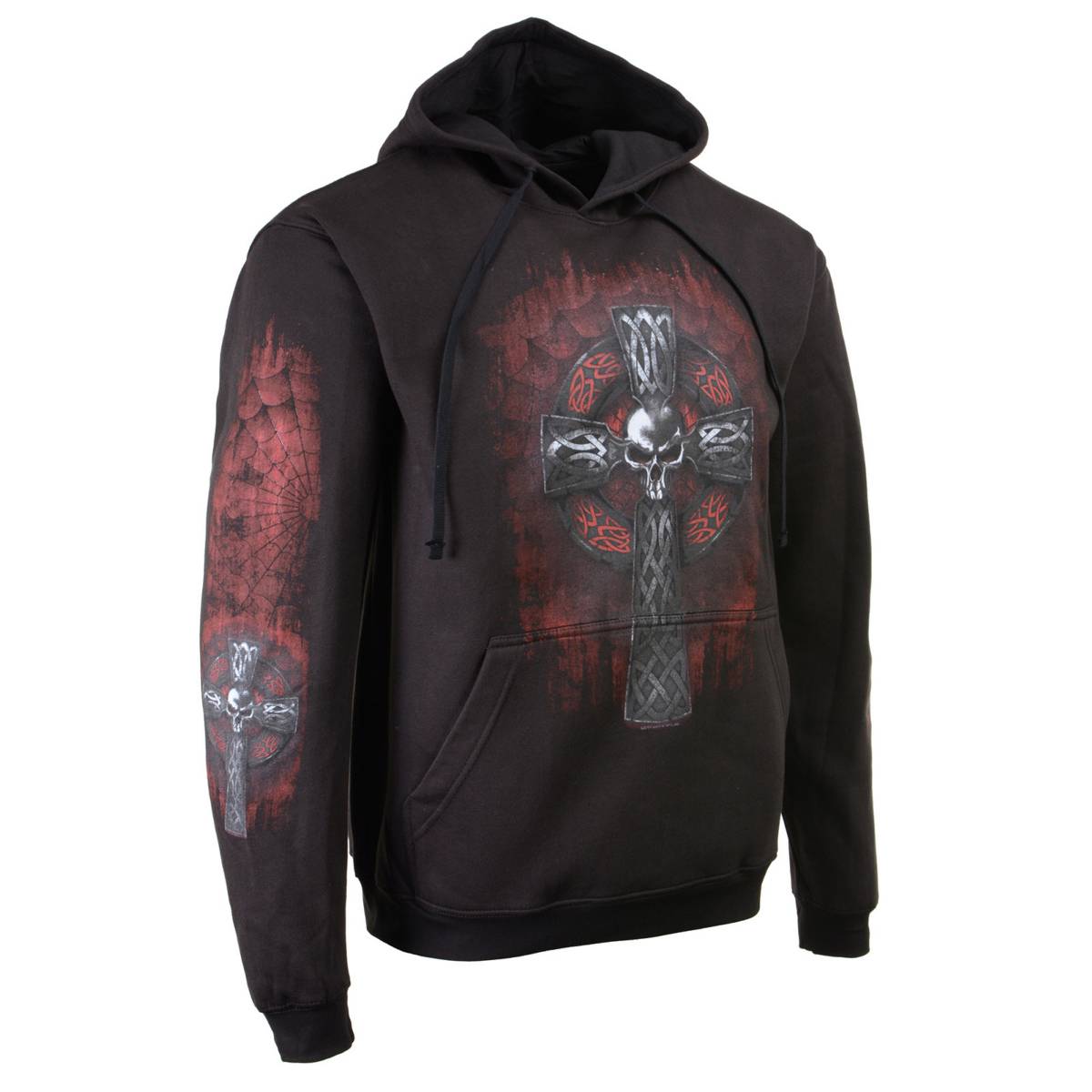 Milwaukee Leather MPMH118000 Men’s ‘Celtic Cross Pocket’ Black Hoodie - Medium