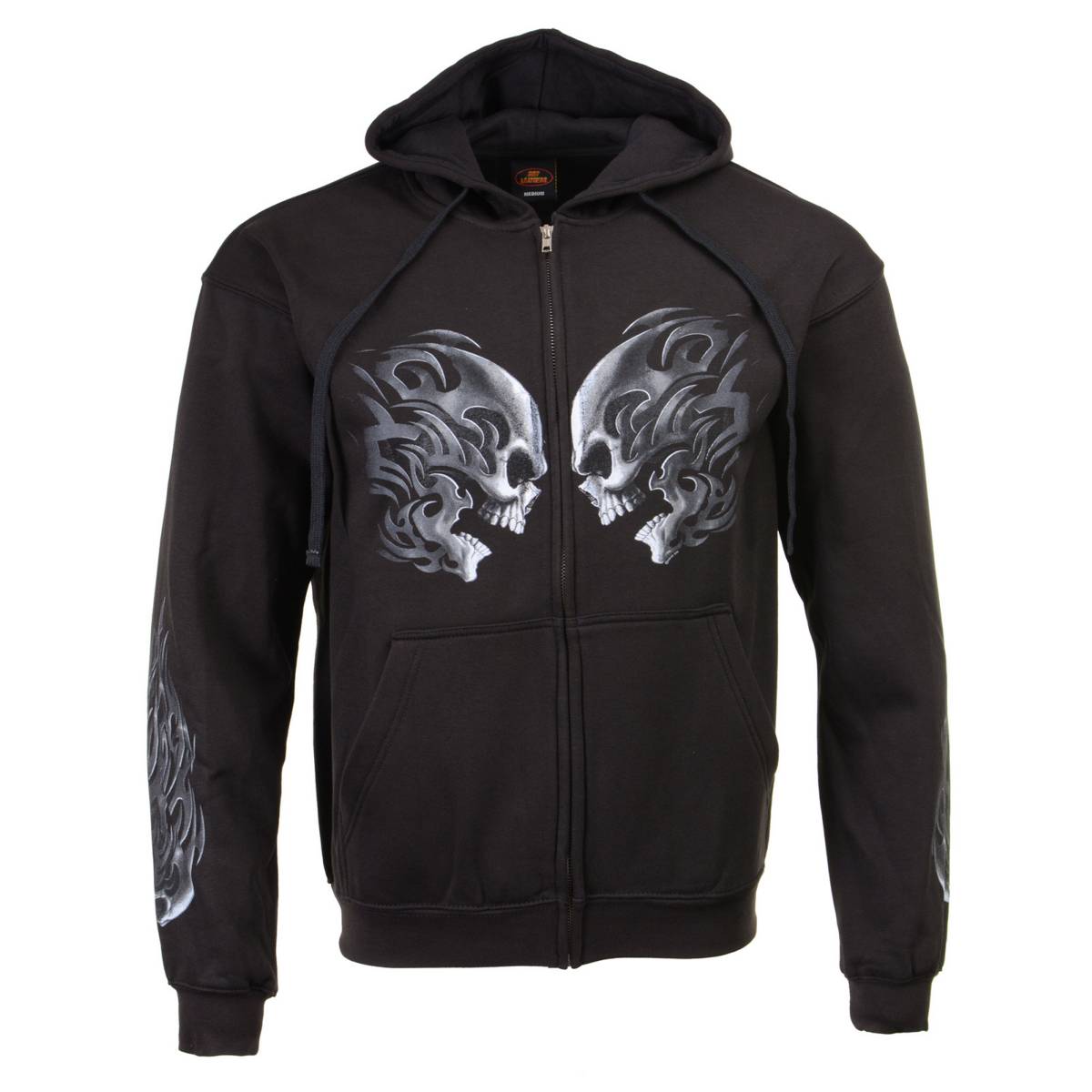 Milwaukee Leather MPMH118001 Men’s ‘Head Butt Skulls’ Black Hoodie with Zipper Closure - X-Large