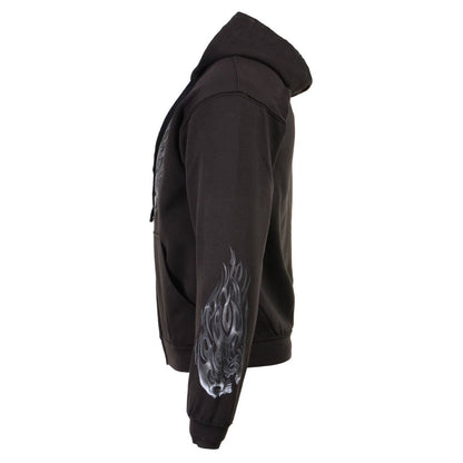 Milwaukee Leather MPMH118001 Men’s ‘Head Butt Skulls’ Black Hoodie with Zipper Closure - Medium