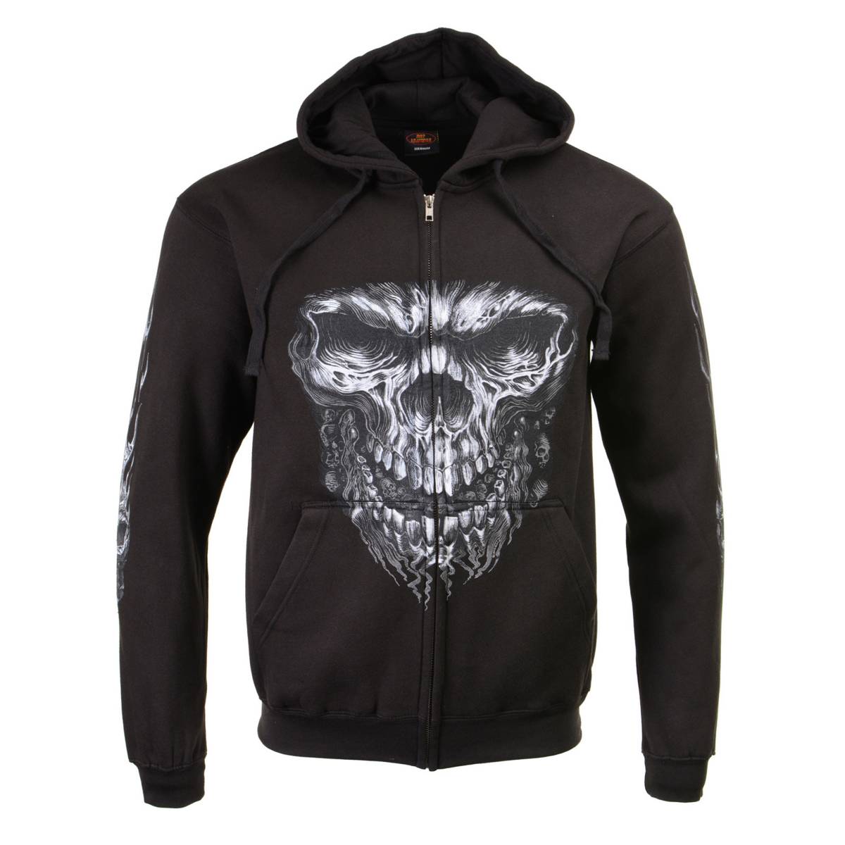 Milwaukee Leather MPMH118002 Men’s ‘Shredder Skull’ Black Hoodie with Zipper Closure - 2X-Large