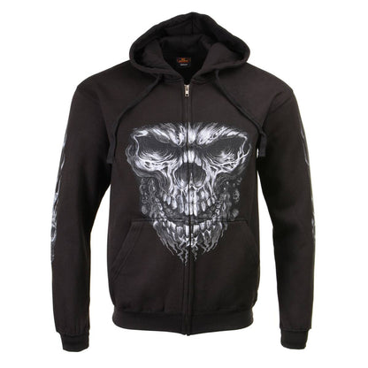 Milwaukee Leather MPMH118002 Men’s ‘Shredder Skull’ Black Hoodie with Zipper Closure - X-Large