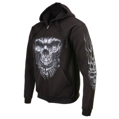 Milwaukee Leather MPMH118002 Men’s ‘Shredder Skull’ Black Hoodie with Zipper Closure - 2X-Large