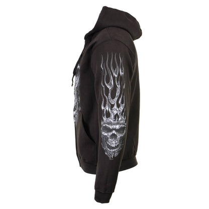 Milwaukee Leather MPMH118002 Men’s ‘Shredder Skull’ Black Hoodie with Zipper Closure - Large