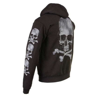 Milwaukee Leather MPMH118003 Men’s ‘Skull and Crossbones’ Black Hoodie with Zipper Closure - 2X-Large