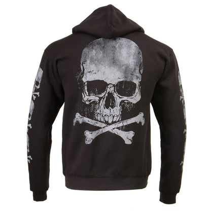 Milwaukee Leather MPMH118003 Men’s ‘Skull and Crossbones’ Black Hoodie with Zipper Closure - 2X-Large