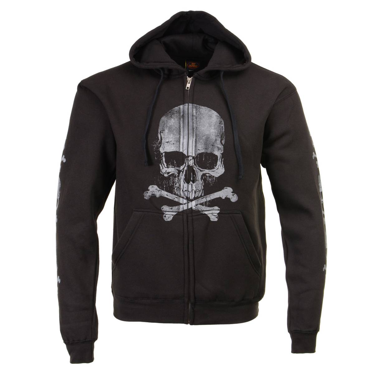 Milwaukee Leather MPMH118003 Men’s ‘Skull and Crossbones’ Black Hoodie with Zipper Closure - 3X-Large