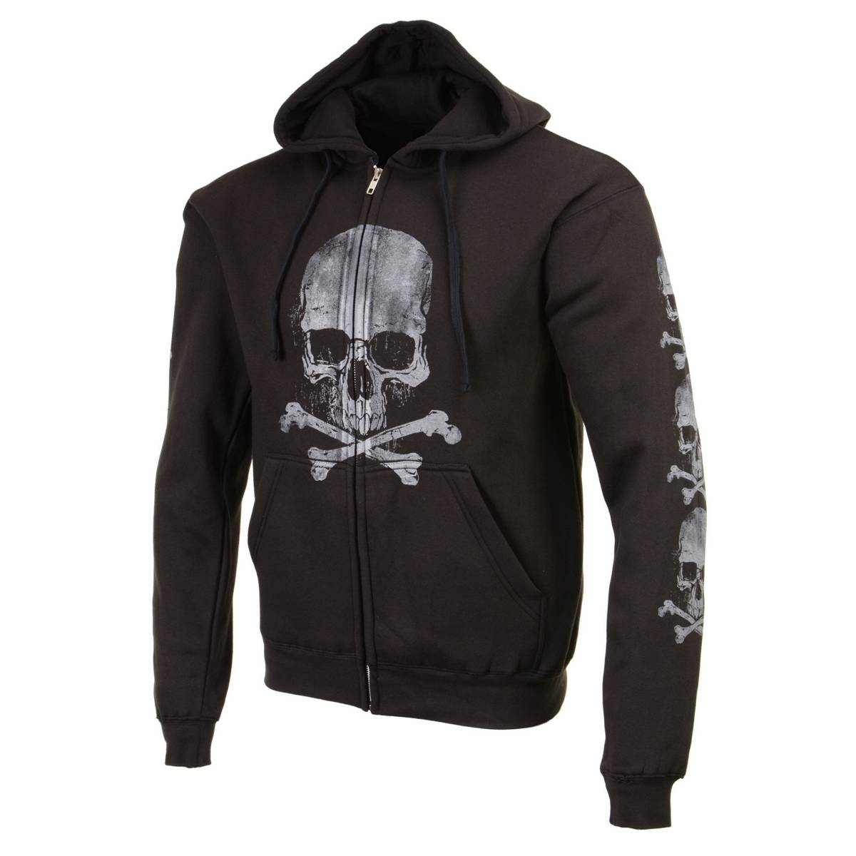 Milwaukee Leather MPMH118003 Men’s ‘Skull and Crossbones’ Black Hoodie with Zipper Closure - 3X-Large