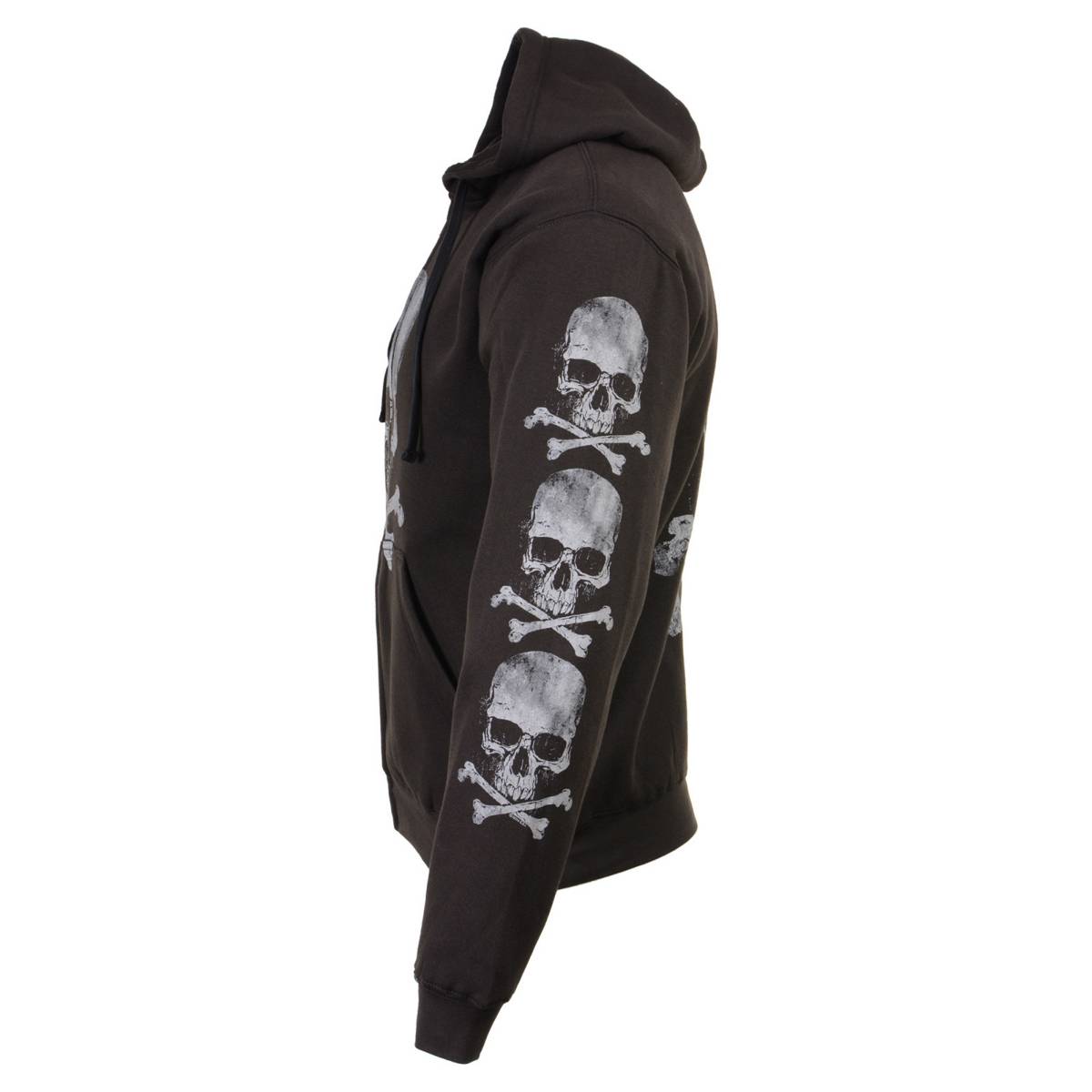 Milwaukee Leather MPMH118003 Men’s ‘Skull and Crossbones’ Black Hoodie with Zipper Closure - 2X-Large