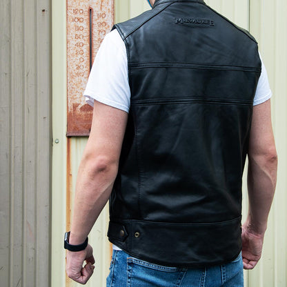 Milwaukee Motorcycle Clothing Company MV3520 Men's Black Leather Ducktail Motorcycle Vest