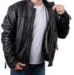 Milwaukee Motorcycle Clothing Company MV5020 Men's Black Motorcycle Leather Jacket with Scotter Collar