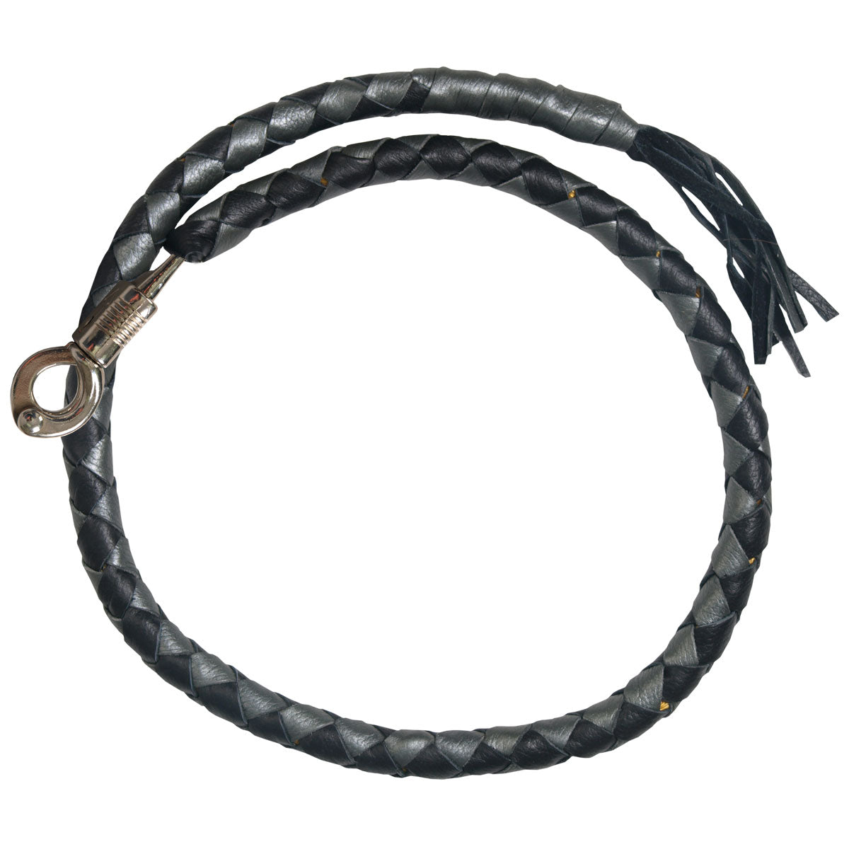 Hot Leathers MWH1105 ‘Get Back’ Genuine Black and Silver Leather Whip