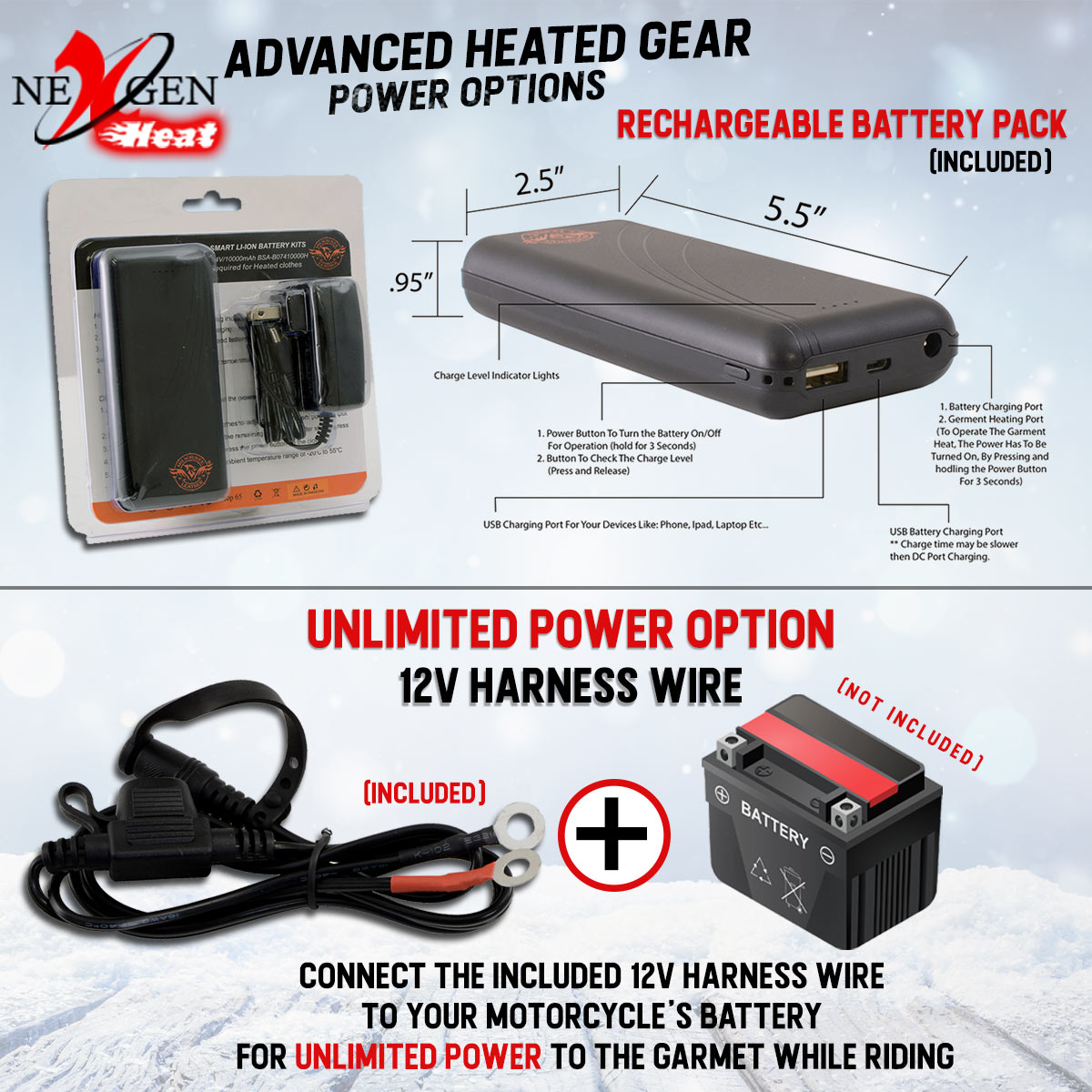 Nexgen Heat NXL2717DUAL Tech Women's Black Heated Jacket Sweatshirt Hoodie for Winter Cold Weather