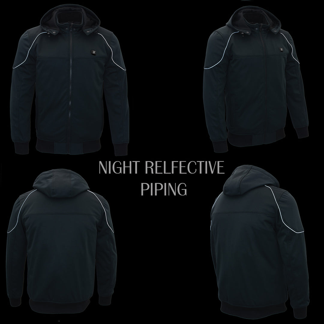 NexGen Heat Men’s Heated – Soft Shell Racing Style  Jacket, 7.4V, 3 Heat Levels, Night Visibility – Cold NXM1761SET