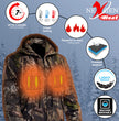 Nexgen Heat MPM1776SET Men's Camouflaged Heated Zipper Hoodies - for Winter Cold Weather Riding Outdoor Activities