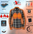 Nexgen Heat Women's NXL2601SET Bonnie Black/Grey Heated Flannel Shirt -for Winter Cold Weather Riding Outdoor Activities