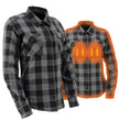 Nexgen Heat Women's NXL2601SET Bonnie Black/Grey Heated Flannel Shirt -for Winter Cold Weather Riding Outdoor Activities