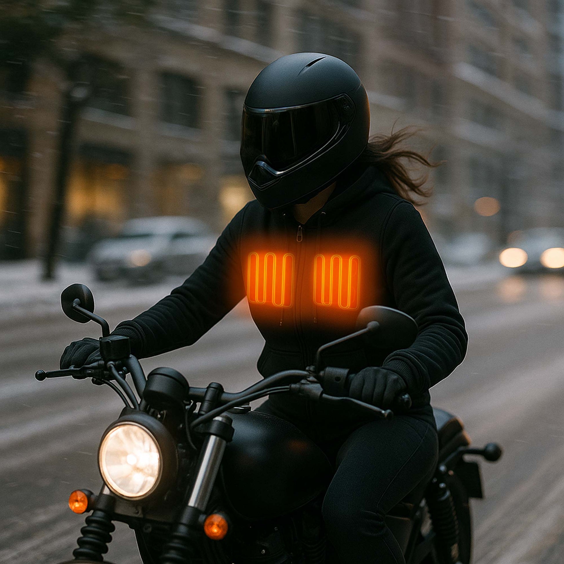 Nexgen Heat Women’s Black Heated Hoodie Jacket, – Front Zipper Insulated Thermal Wear - NXL2713