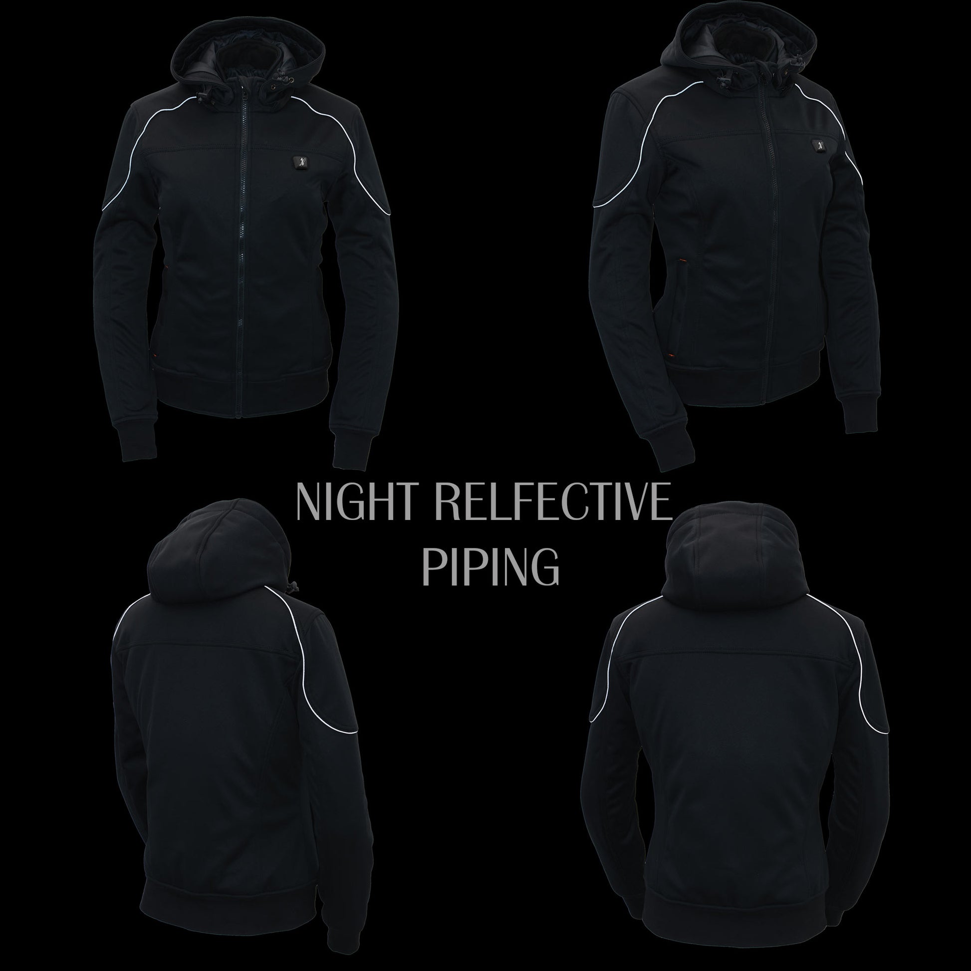 Nexgen Heat MPL2761SET Women's Black 'Heated' Soft Shell Racing Style Heated Jacket for Hiking Riding