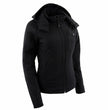 Nexgen Heat MPL2767SET Women's Black 'Heated' Soft Shell Jacket with Detachable Hood for Riding Hiking Winter Outdoor Activities
