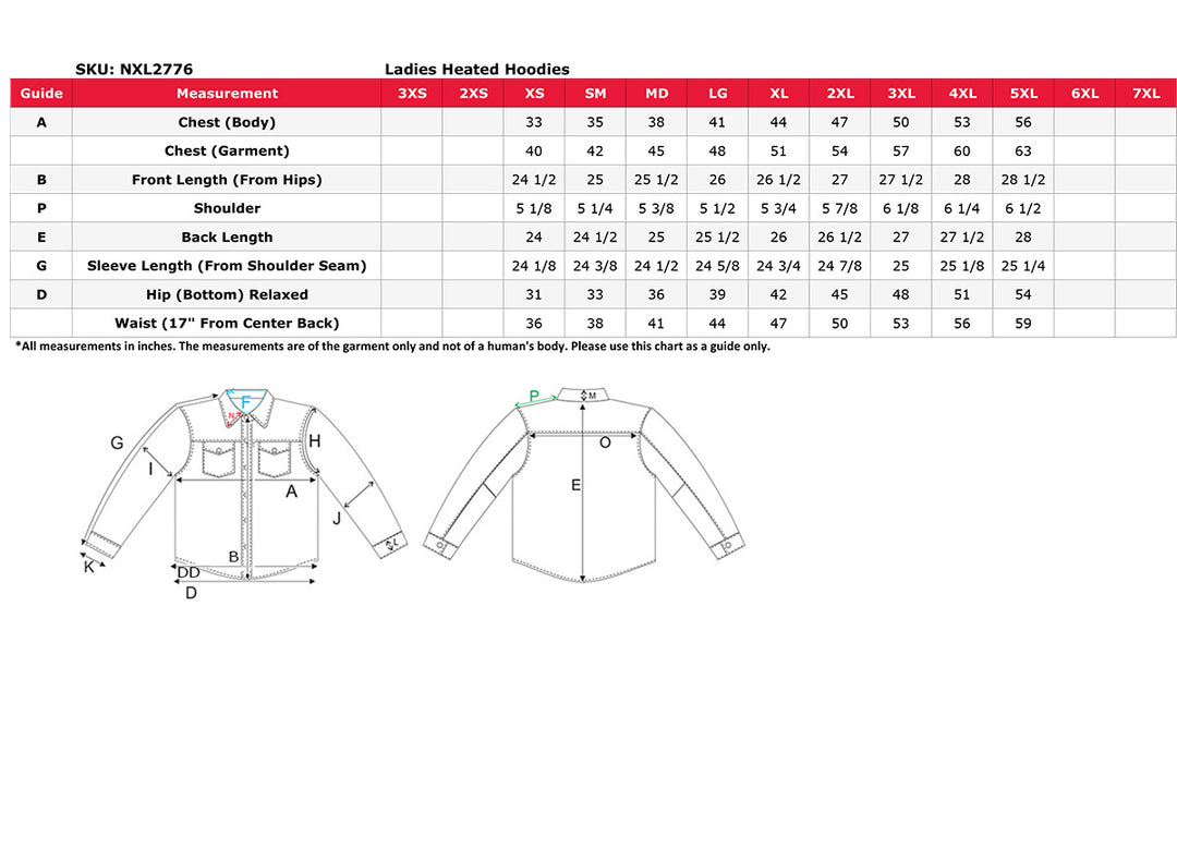 Nexgen Heat NXL2776SET Women’s Heated Zipper Camouflaged Hoodie Warming - for Winter Cold Weather Riding Outdoors