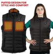 Nexgen Heat Women's NXL4301SET Puffer Black Heated Winter Vest - for Winter Cold Weather Riding Outdoors