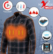 NexGen Heat Men's NXM1602SET Riffraff Black/Grey/Red Heated Flannel Sleeve Shirt for Outdoor Activities