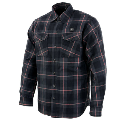 NexGen Heat Men's NXM1602SET Riffraff Black/Grey/Red Heated Flannel Sleeve Shirt for Outdoor Activities w/ Battery