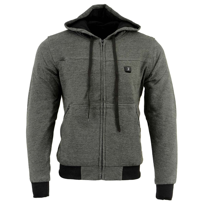 Nexgen Heat Men’s Grey Heated Hoodie Jacket – Winter Motorcycle Riding Gear for Cold Outdoors MPM1713SET