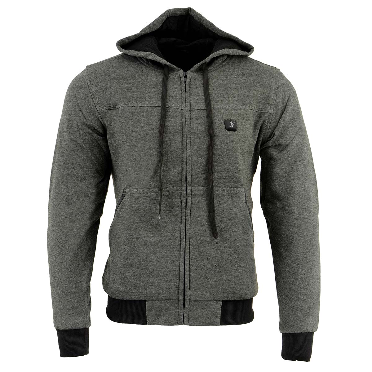 Nexgen Heat Men’s Grey Heated Hoodie Jacket – Winter Motorcycle Riding Gear for Cold Outdoors MPM1713SET